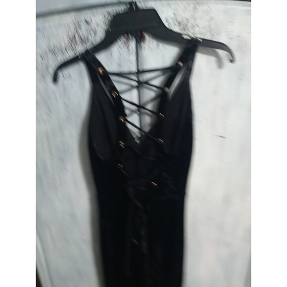 Windsor Maxi Sleeveless Velor Lace Back Dress Black Sm Y2K Wimsygoth Vintage... - Picture 5 of 16